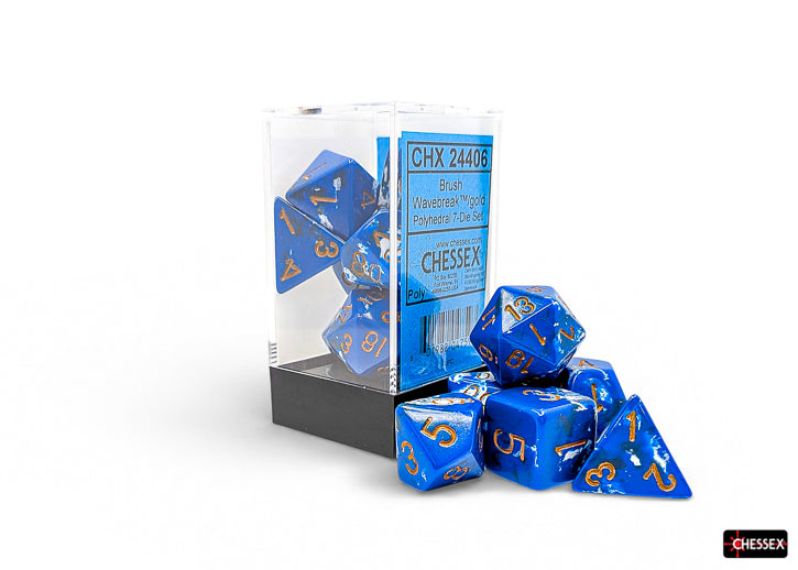 Chessex - Brush Wavebreak/Gold 7-Dice Set