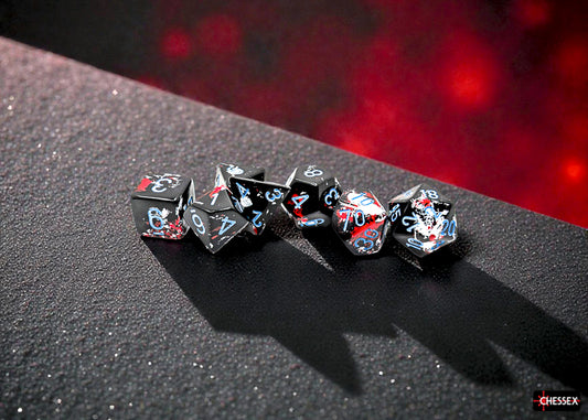Chessex - Brush Dark Side/Blue 7-Dice Set