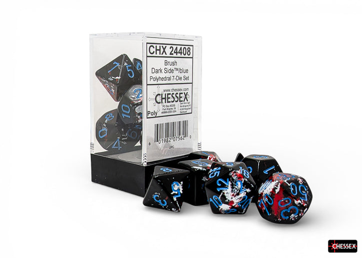 Chessex - Brush Dark Side/Blue 7-Dice Set