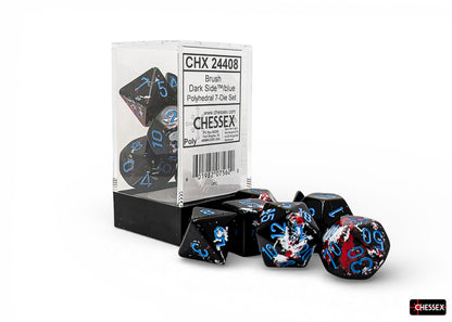 Chessex - Brush Dark Side/Blue 7-Dice Set