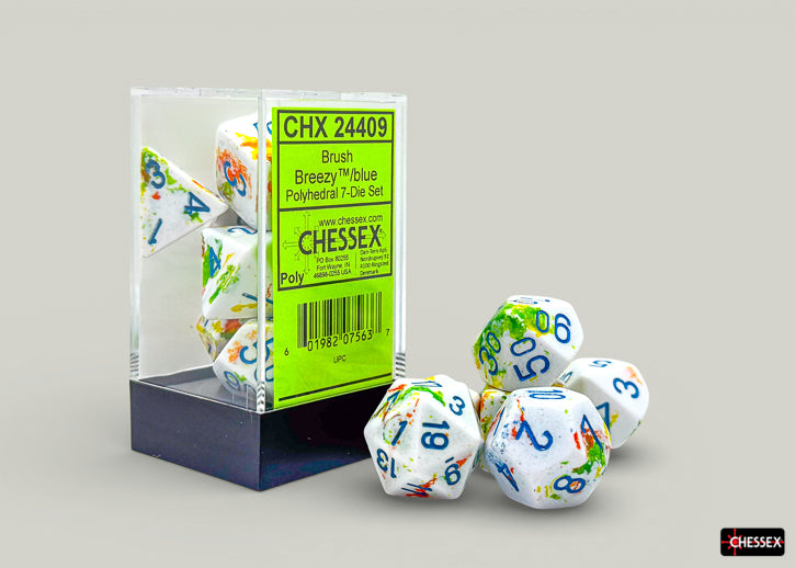 Chessex - Brush Breezy/Blue 7-Dice Set