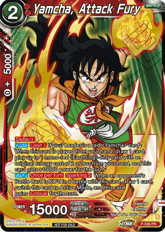 Yamcha, Attack Fury (Championship Selection Pack 2023 Vol.2) (Gold-Stamped Silver Foil) (P-536) [Tournament Promotion Cards]