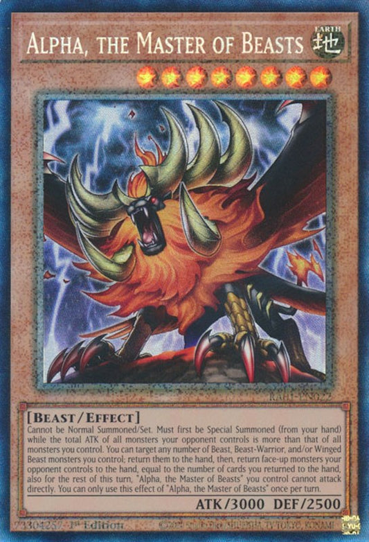 Alpha, the Master of Beasts [RA01-EN022] Prismatic Collector's Rare