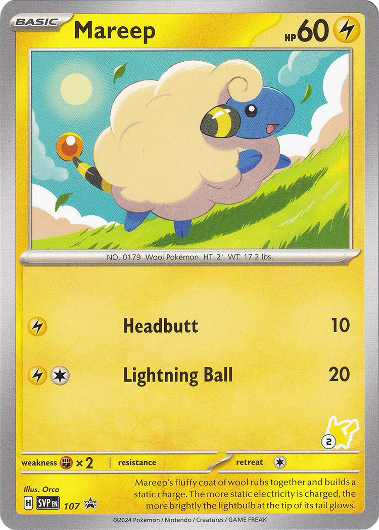 Mareep (107) (Pikachu Stamp #2) [Battle Academy 2024]