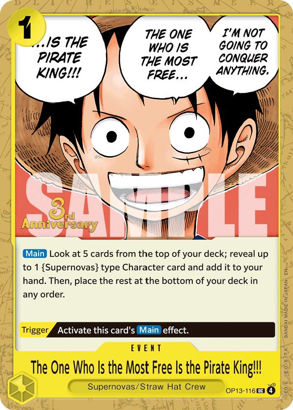 The One Who Is the Most Free Is the Pirate King!!! [Carrying On His Will: 3rd Anniversary Tournament Cards]