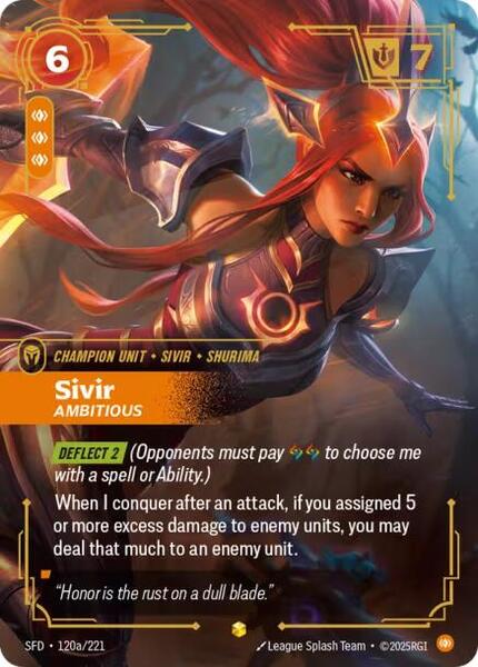 Sivir - Ambitious (Alternate Art) (120a/221) [Spiritforged]