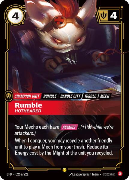 Rumble - Hotheaded (Alternate Art) (026a/221) [Spiritforged]