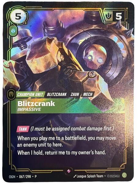 Blitzcrank - Impassive (067/298) [Riftbound Organized Play Promotional Cards]