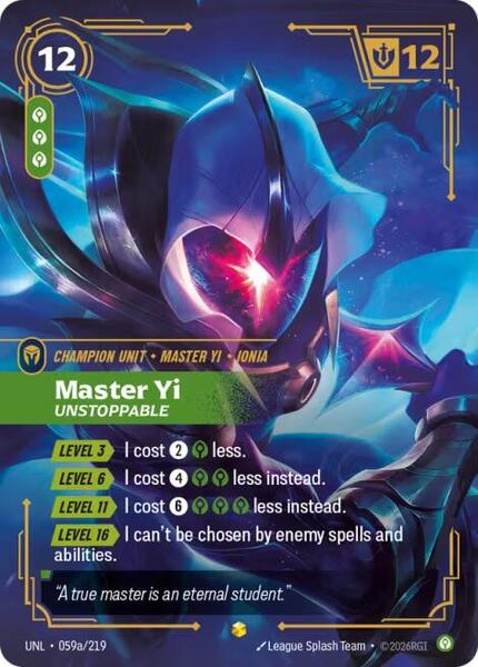 Master Yi - Unstoppable (Alternate Art) (059a/219) [Unleashed]