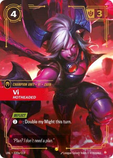 Vi - Hotheaded (Alternate Art) (030a/219) [Unleashed]