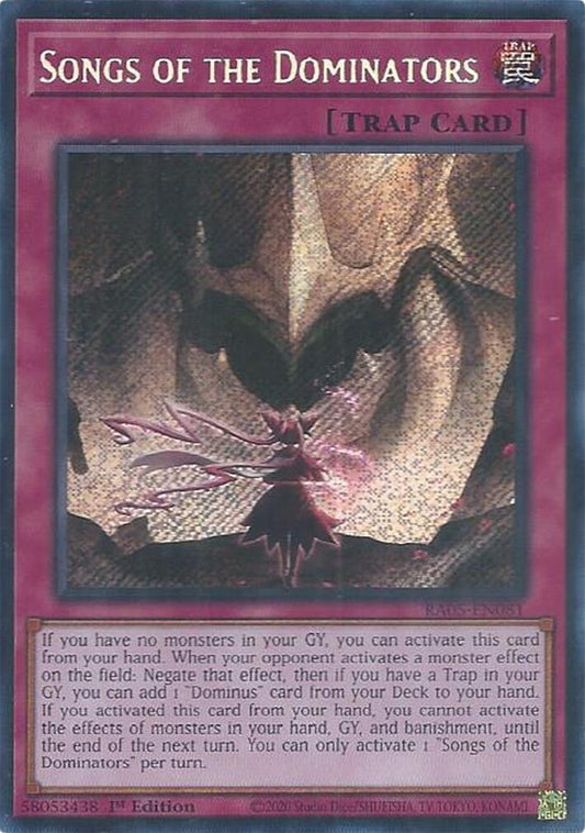 Songs of the Dominators (Secret Rare) [RA05-EN081] Secret Rare