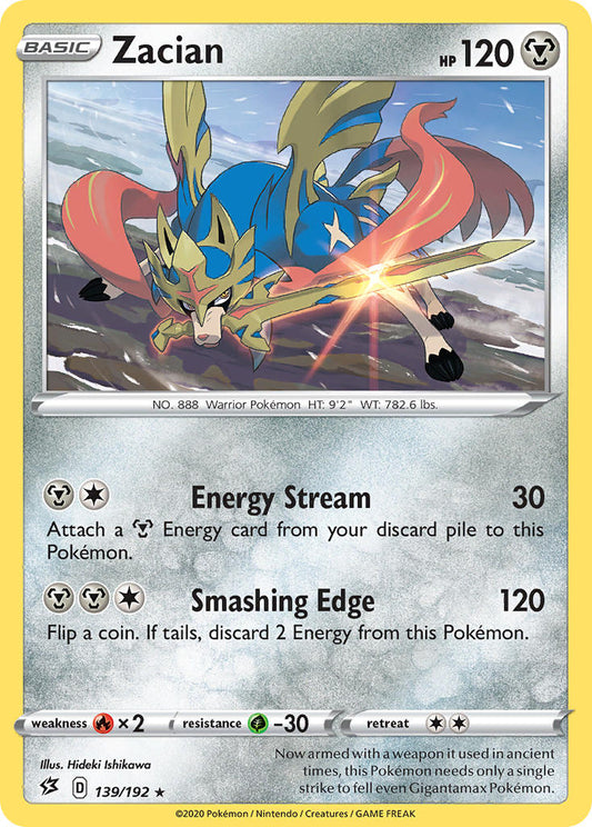 Zacian (139/192) (Cracked Ice Holo) (Theme Deck Exclusives) [Sword & Shield: Rebel Clash]