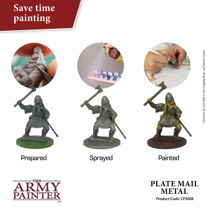 Army Painter Sprays - Colour Primer: Plate Mail Metal