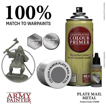 Army Painter Sprays - Colour Primer: Plate Mail Metal