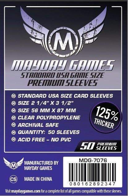 Mayday Games Premium Sleeves 56x87mm 50ct