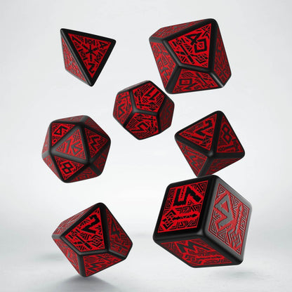 Q Workshop - Dwarven Black/Red 7-Dice Set