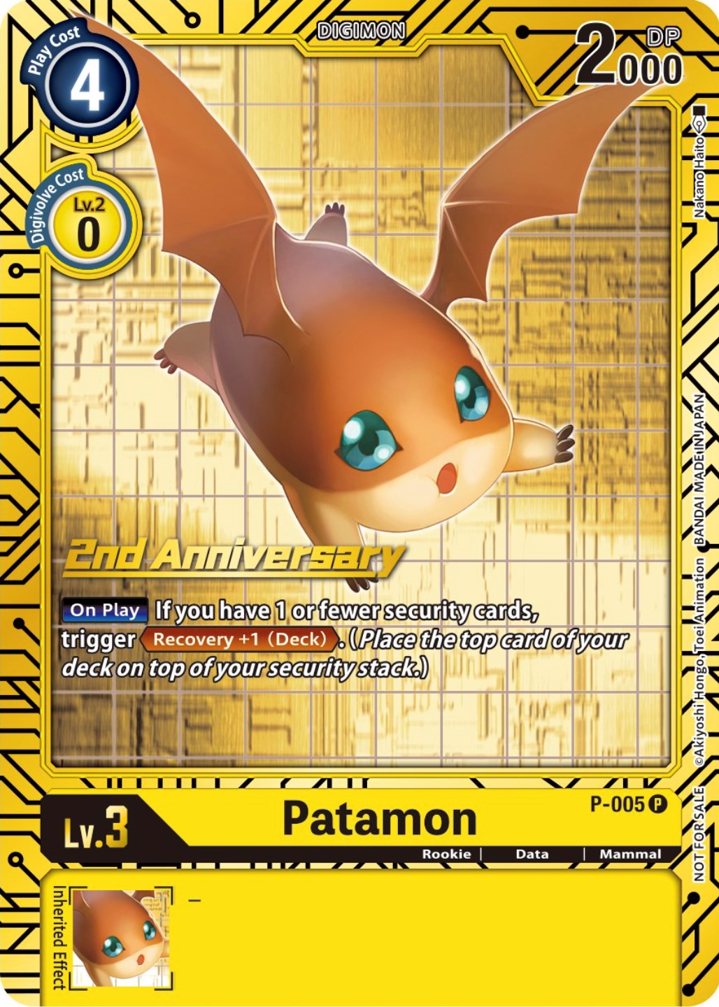 Patamon [P-005] (2nd Anniversary Card Set) [Promotional Cards] – Boutique  Le Chevalier