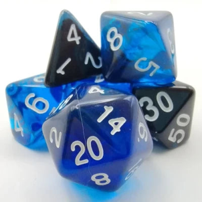 Lumina - Translucide Bleu-Noir/Blanc 7-Dice Set