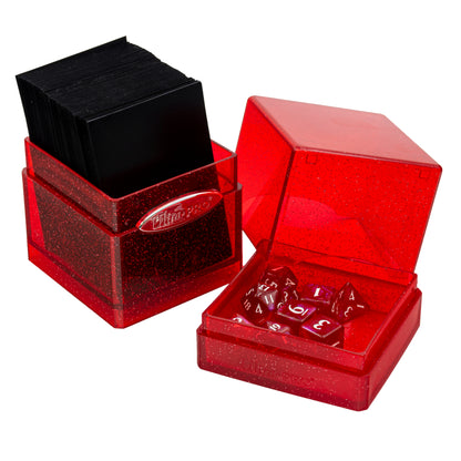 UP Satin Tower Glitter Deck Box Red 100+