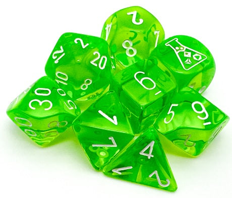 Chessex - Translucent Rad Green/White 7-Dice Set
