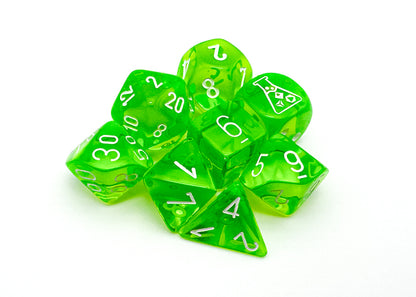 Chessex - Translucent Rad Green/White 7-Dice Set