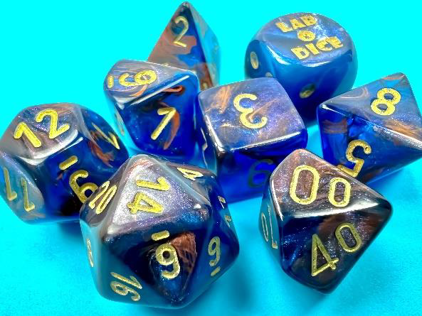 Chessex - Lustrous Azurite/Gold 7-Dice Set