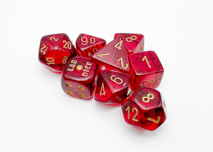 Chessex - Translucent Crimson/Gold 7-Dice Set