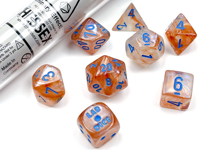 Chessex - Borealis Rose Gold/Light Blue 7-Dice Set