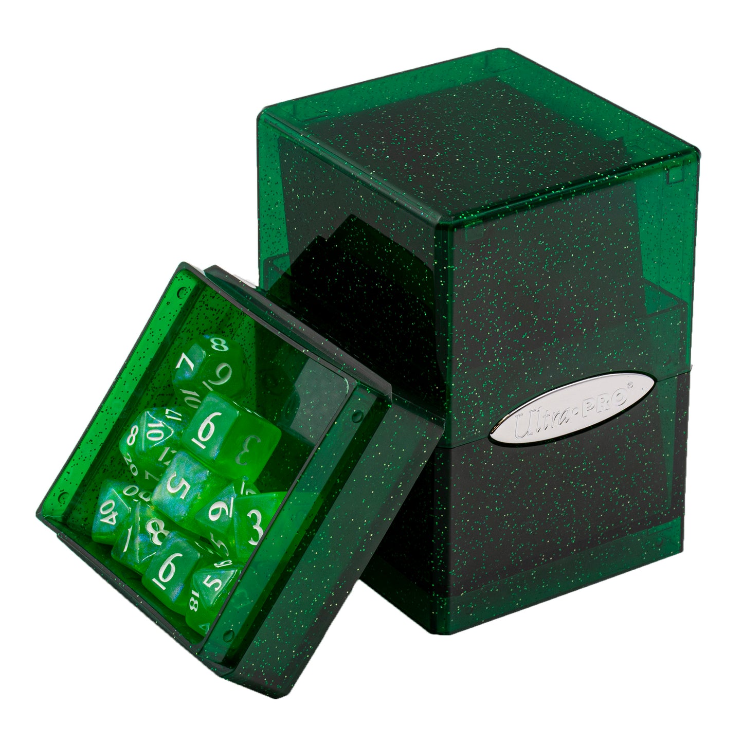 UP Satin Tower Glitter Deck Box Green 100+