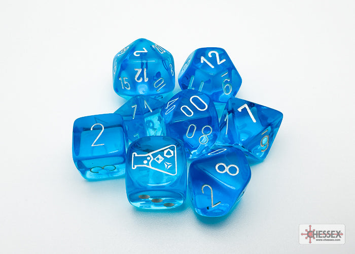Chessex - Translucent Tropical Blue/White 7-Dice Set