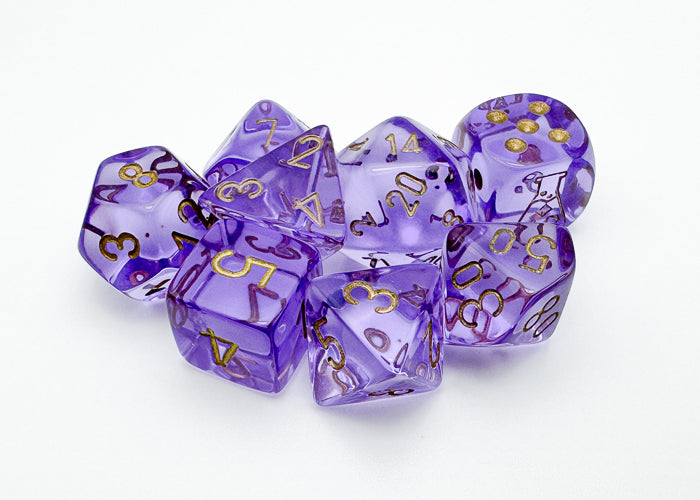Chessex - Translucent Lavender/Gold 7-Dice Set
