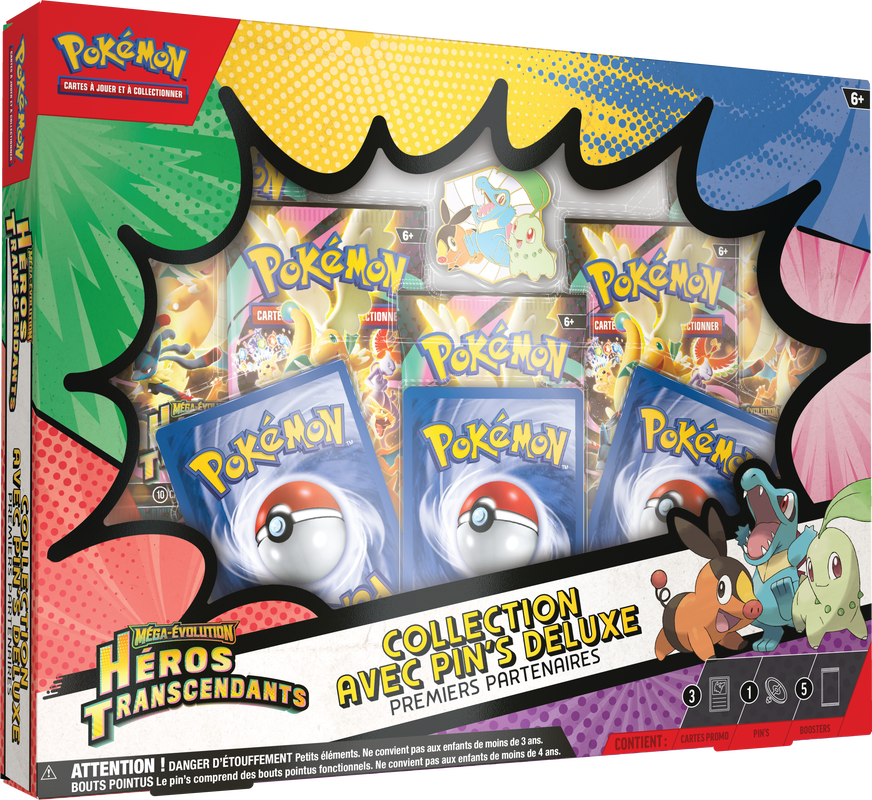 Méga-Evolution: Héros Transcendants - Collection avec Pin's Deluxe Premiers Partenaires (FR)