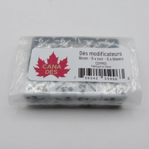 Ensemble de 12 dés Modificateurs Noire/Blanc