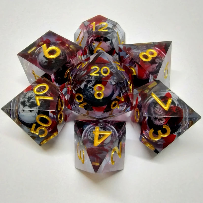 DiceGoblin - Tête-de-mort Rouge 7-Dice Set