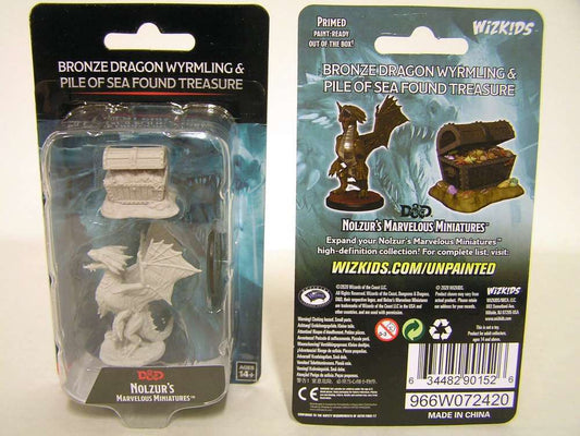 D&D Unpainted - Bronze Dragon Wyrmling & Pile of Sea Found Treasure