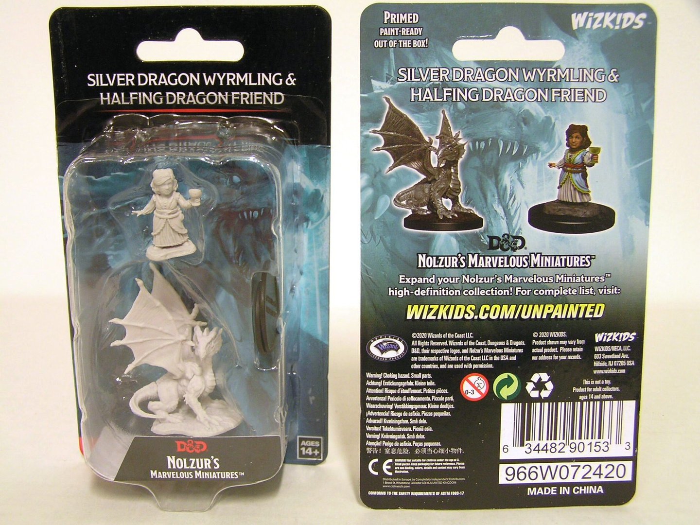 D&D Unpainted - Silver Dragon Wyrmling & Halfling Dragon Friend