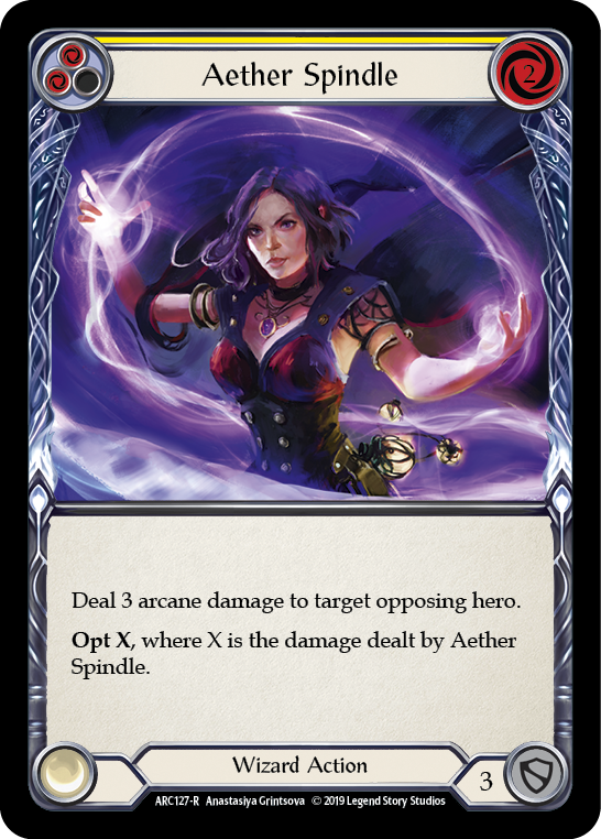 Aether Spindle (Yellow) [ARC127-R] (Arcane Rising)  1st Edition Rainbow Foil