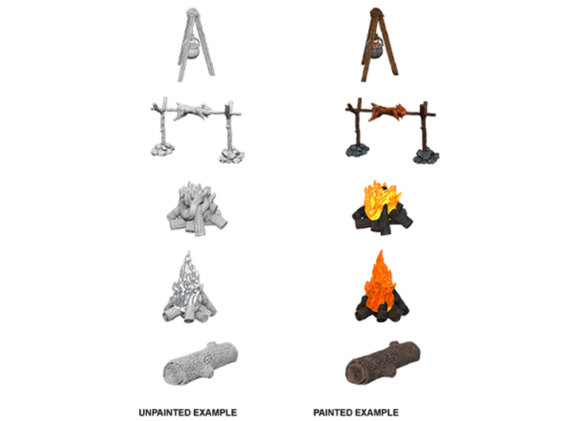 D&D Unpainted - Camp Fire & Sitting Log